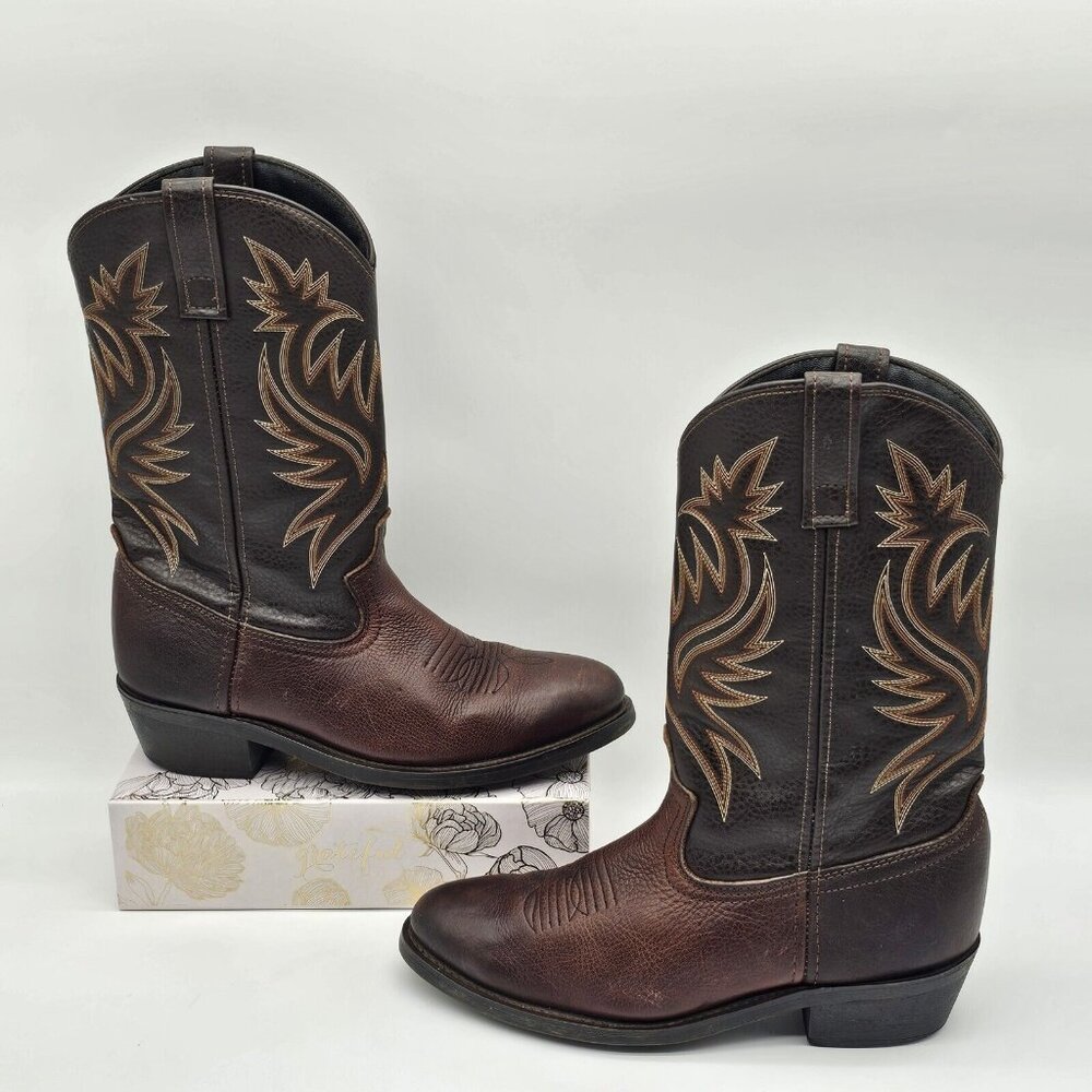 Laredo Paris Collection Mens Western Boots Size 8 Brown Leather Pointed Rodeo - Picture 4 of 13